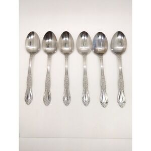 Northland Carolina Tablespoons 7" Silver Set of 6 Floral Stainless Steel